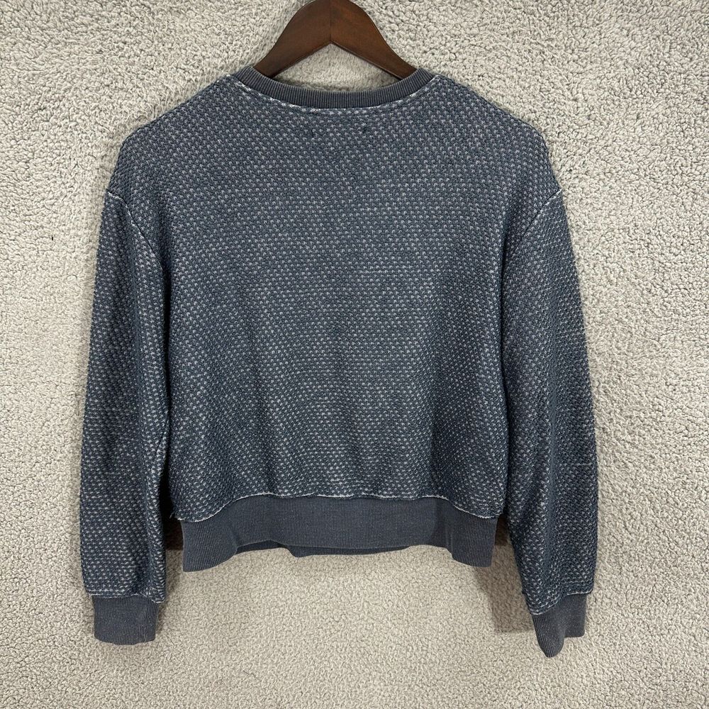 Marine Layer sweater womens XS blue birdseye print cropped crewneck pullover - Picture 6 of 6
